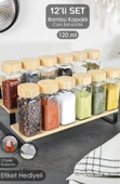 Cam Baharatlık 12'li SET Bambu Kapaklı thumbnail 4
