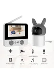 Kablosuz IP Bebek Kamerası LCD Ekran Gece Görüşlü Bebek İzleme Kamerası Oda Sıcaklık Kontrol 4X Zoom - 2
