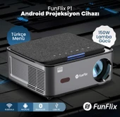 FunFlix P1 Android 4K Destekli LED Full Hd Projeksiyon Cihazı, Bluetooth, 150W Lamba, 300 Inç Görüntü - 1