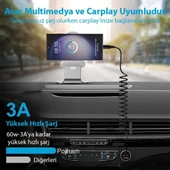 Polham 3A 60W Spiral Type C to Type C Şarj ve Data Kablosu,1-1,5 Metre Kısayıp Uzayabilen Elastik Kablo - 3