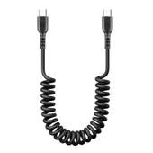 Polham 3A 60W Spiral Type C to Type C Şarj ve Data Kablosu,1-1,5 Metre Kısayıp Uzayabilen Elastik Kablo - 1