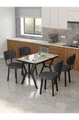Azra 70x110cm Efes Mutfak Masası, Mutfak Masası Takımı, Yemek Masası, 4 Antrasit Sandalye - 1