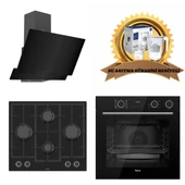 Ferre Fryart & Steamart Siyah Cam Ankastre Set D063 - LN385 Döküm Ocak - XE64CS Buharli thumbnail 1