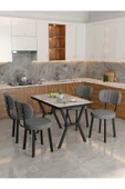 Azra 70x110cm Efes Mutfak Masası, Mutfak Masası Takımı, Yemek Masası, 4 Koyu Gri Sandalye - 2