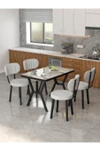 Azra 70x110cm Efes Mutfak Masası, Mutfak Masası Takımı, Yemek Masası, 4 Açık Gri Sandalye - 1