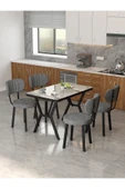 Azra 70x110cm Efes Mutfak Masası, Mutfak Masası Takımı, Yemek Masası, 4 Koyu Gri Sandalye - 1