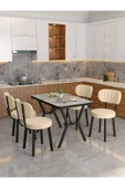 Azra 70x110cm Efes Mutfak Masası, Mutfak Masası Takımı, Yemek Masası, 4 Krem Sandalye - 2