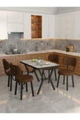 Azra 70x110cm Efes Mutfak Masası, Mutfak Masası Takımı, Yemek Masası, 4 Kahverengi Sandalye - 2