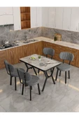 Azra 70x110cm Efes Mutfak Masası, Mutfak Masası Takımı, Yemek Masası, 4 Koyu Gri Sandalye - 3