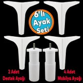 Mobilya Tv Ünitesi Konsol Koltuk Kanepe Destek Ayağı 17 Cm Beyaz Ayakları M8 Destek 6'lı Set thumbnail 1
