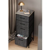 Çok Amaçlı Dolap 4 Çekmeceli  Komodin Sehpa Füme 1611 - 2