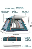 Yek Outdoor 6 Kişilik Tam Otomatik Tenteli Kamp Çadırı 270x270x170cm - 11