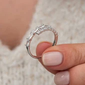 Gümüş Baget Taşlı Yarımtur Kadın Yüzük  SL10815 thumbnail 1