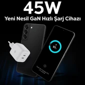 Spigen 45W USB-C 2 Port Mini Hızlı Şarj Aleti Samsung PPS 2.0 / Isı Düşürücü GaN Destekli Akım Korumalı Güç Adaptörü iPhone & Android & iPad & MacBook Type-C - ACH03717 - 5