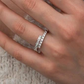 Gümüş Baget Taşlı Yarımtur Kadın Yüzük  SL10815 thumbnail 2