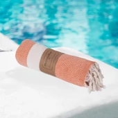 Homedius %100 Pamuk Bej-Turuncu Elmas Peştemal 2'li - 100x180 cm - 4