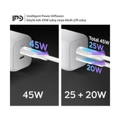 Spigen 45W USB-C 2 Port Mini Hızlı Şarj Aleti Samsung PPS 2.0 / Isı Düşürücü GaN Destekli Akım Korumalı Güç Adaptörü iPhone & Android & iPad & MacBook Type-C - ACH03717 - 2