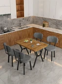 Azra 70x110cm Atlantik Mutfak Masası, Mutfak Masası Takımı, Yemek Masası, 4 Koyu Gri Sandalye - 2