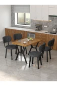 Azra 70x110cm Atlantik Mutfak Masası, Mutfak Masası Takımı, Yemek Masası, 4 Antrasit Sandalye - 1