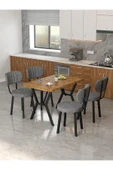Azra 70x110cm Atlantik Mutfak Masası, Mutfak Masası Takımı, Yemek Masası, 4 Koyu Gri Sandalye - 1