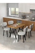 Azra 70x110cm Atlantik Mutfak Masası, Mutfak Masası Takımı, Yemek Masası, 4 Açık Gri Sandalye - 1