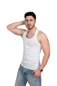 3nbe-1011- 6 ADET- Beyaz Erkek Atleti Süprem %95 Pamuk - 3