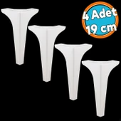 Mobilya Kanepe Sehpa TV Ünitesi Koltuk Ayağı 19 cm Beyaz Baza Ayak 4 Adet thumbnail 1