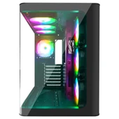 Rampage LOOPY PLUS Siyah 7*12cm ARGB Fan 950W 80 Plus Standart Temperli Cam Kumandalı ATX Mid-T Gaming Oyuncu Kasası - 3