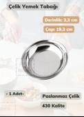 Çelik Yemek Tabağı 19,3 cm Paslanmaz Çelik Tabak - 1