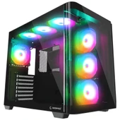 Rampage LOOPY PLUS Siyah 7*12cm ARGB Fan 950W 80 Plus Standart Temperli Cam Kumandalı ATX Mid-T Gaming Oyuncu Kasası - 1