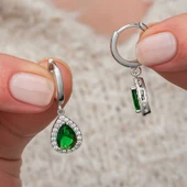 Gümüş Yeşil Zirkon Taşlı Damla Kadın Küpe SL10984 thumbnail 2