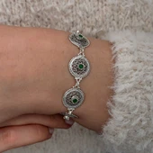 Gümüş Telkari Zümrüt Taşlı Kadın Bileklik SL10778 thumbnail 6