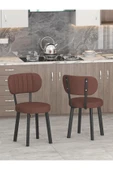 Azra 70x110cm Beyaz Mutfak Masası, Mutfak Masası Takımı, Yemek Masası, 4 Kahverengi Sandalye - 5