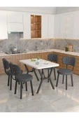 Azra 70x110cm Beyaz Mutfak Masası, Mutfak Masası Takımı, Yemek Masası, 4 Antrasit Sandalye - 2