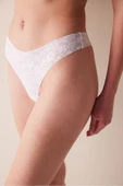 #izbırakmaz Invisible Laser Cut Lacy Dream Dantel Beyaz Tanga Külot - 1