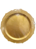 Omeyva Davet Parti Sunum Doğum Günü Altın Renkli Sert Plastik Mika Tabak - 22 Cm. - 6 Adetlik Paket - 1