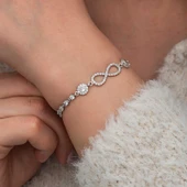 Gümüş Zirkon Taşlı Sonsuzluk Kadın Bileklik SL10767 thumbnail 2