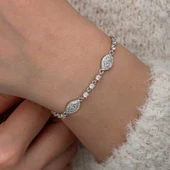 Gümüş Zirkon Taşlı Mekik Kadın Bileklik SL10774 thumbnail 2