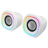 MIKADO MD-180 2.0 3W*2 Beyaz RGB Aydınlatmalı USB + 3.5mm USB 5V Speaker Hoparlör thumbnail 3