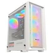 RAMPAGE 750W 80+ BRONZE VOYAGER 4-RGB FANLI GAMING MID-TOWER PC KASASI BEYAZ - 1