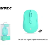 Everest SM-300 Usb Yeşil 4D Optik Süper Sessiz Alkalin Pil Kablosuz Mouse thumbnail 5