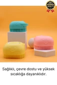 Çok Amaçlı Silikon Evcil Hayvan Bebek Çocuk Şampuan Hazneli Banyo Masaj Tarak Duş Fırçası Kesesi - 3