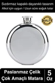 Limited Edition 5 Oz Paslanmaz Çelik Sızdırmaz Sıvı İçecek Kamp Cep Su Matarası Dayanıklı - 1