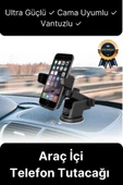 Dayanıklı Ayarlanabilen Vantuzlu Ultra Güçlü Cama Uyumlu Araç Torpido Araba İçi Telefon Tutacağı - 1