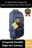 65 Lt Ortopedik Dayanıklı Büyük Boy Çok Gözlü Su Geçirmez Körüklü Kamp Trekking Outdoor Sırt Çantası - 1
