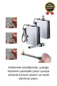 Benzinle Çalışan Rüzgarda Sönmeyen ve Taşınabilir Şık Anahtarlık Tasarım Metal Kibrit Çakmak Kamp - 3