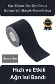 Hızlı Etkili Siyah Bel Diz Omuz Boyun Sırt Bacak Kas Eklem Kinezyo Ağrı IsıI Bandı 5cm x 5m - 1