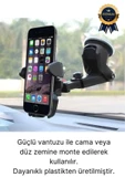 Dayanıklı Ayarlanabilen Vantuzlu Ultra Güçlü Cama Uyumlu Araç Torpido Araba İçi Telefon Tutacağı - 2
