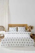 Siyah Mini Kalpler Çift Kişilik Baskılı Pike 200 x 220 cm - 2