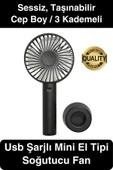 Taşınabilir El Tipi Usb Şarjlı 3 Kademeli Mini Pervane Serinletici Fan Soğutucu Sessiz Çalışabilen - 1